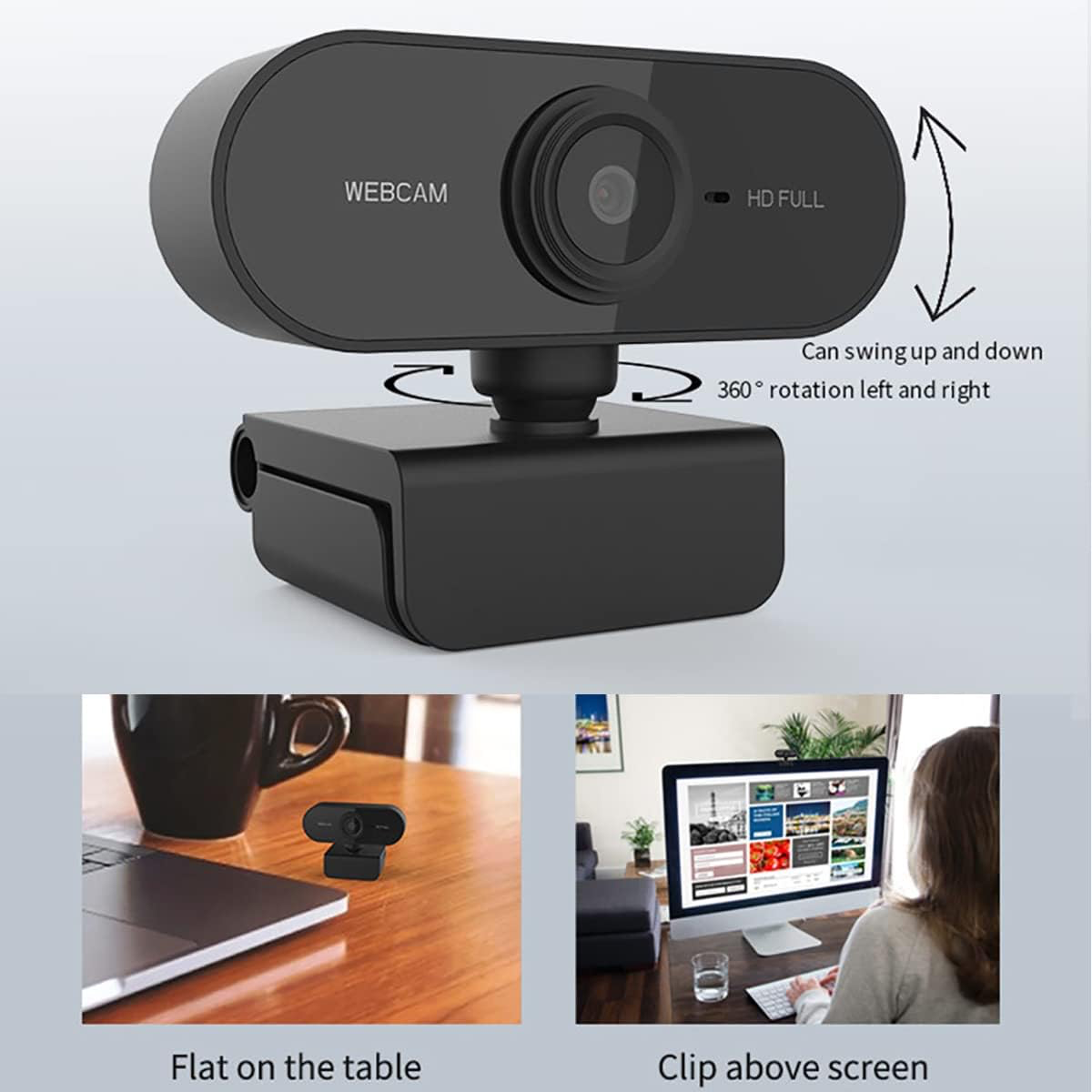 Vinmooog Webcam Streaming Camera pc,webcams et equipement voip Full HD 1080P