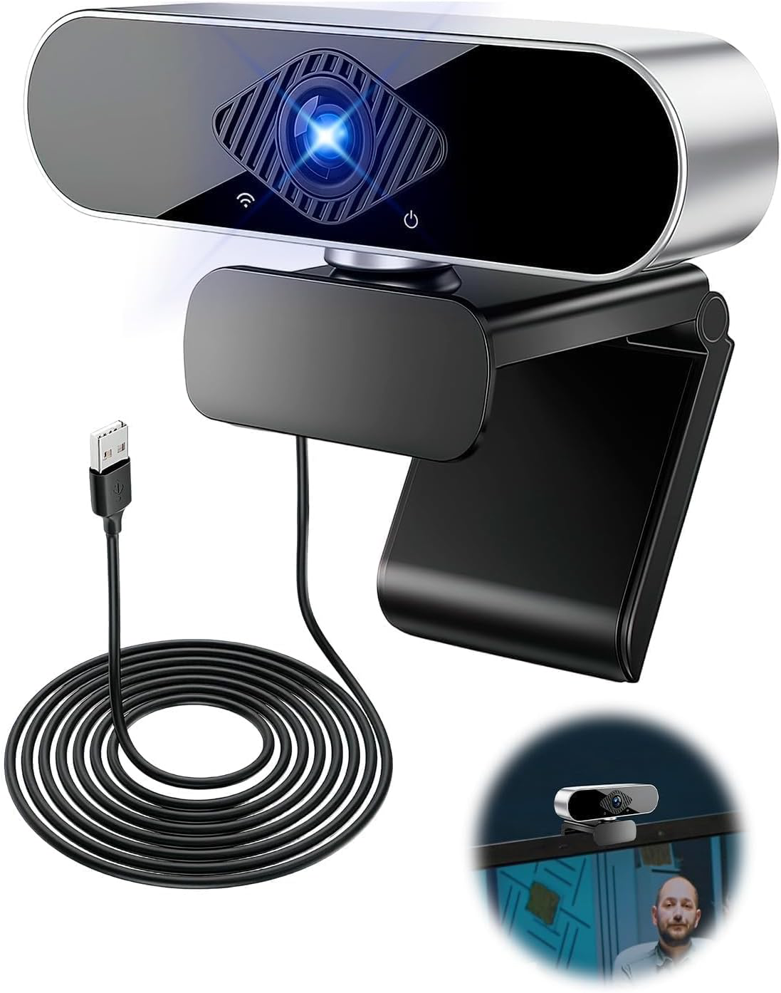 Webcam 1080P avec Microphone, Full HD Camera PC Grand Angle 90 ° 30fps
