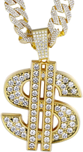 Collier en Diamant pour Homme,Plaqué Or 18k/Platine,Pendentif Serti de Diamants de Laboratoire,15MM Chaîne Cubaine Diamantée 50cm,Cadeau Hip-Hop