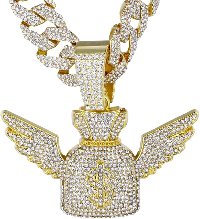 Collier en Diamant pour Homme,Plaqué Or 18k/Platine,Pendentif Serti de Diamants de Laboratoire,15MM Chaîne Cubaine Diamantée 50cm,Cadeau Hip-Hop