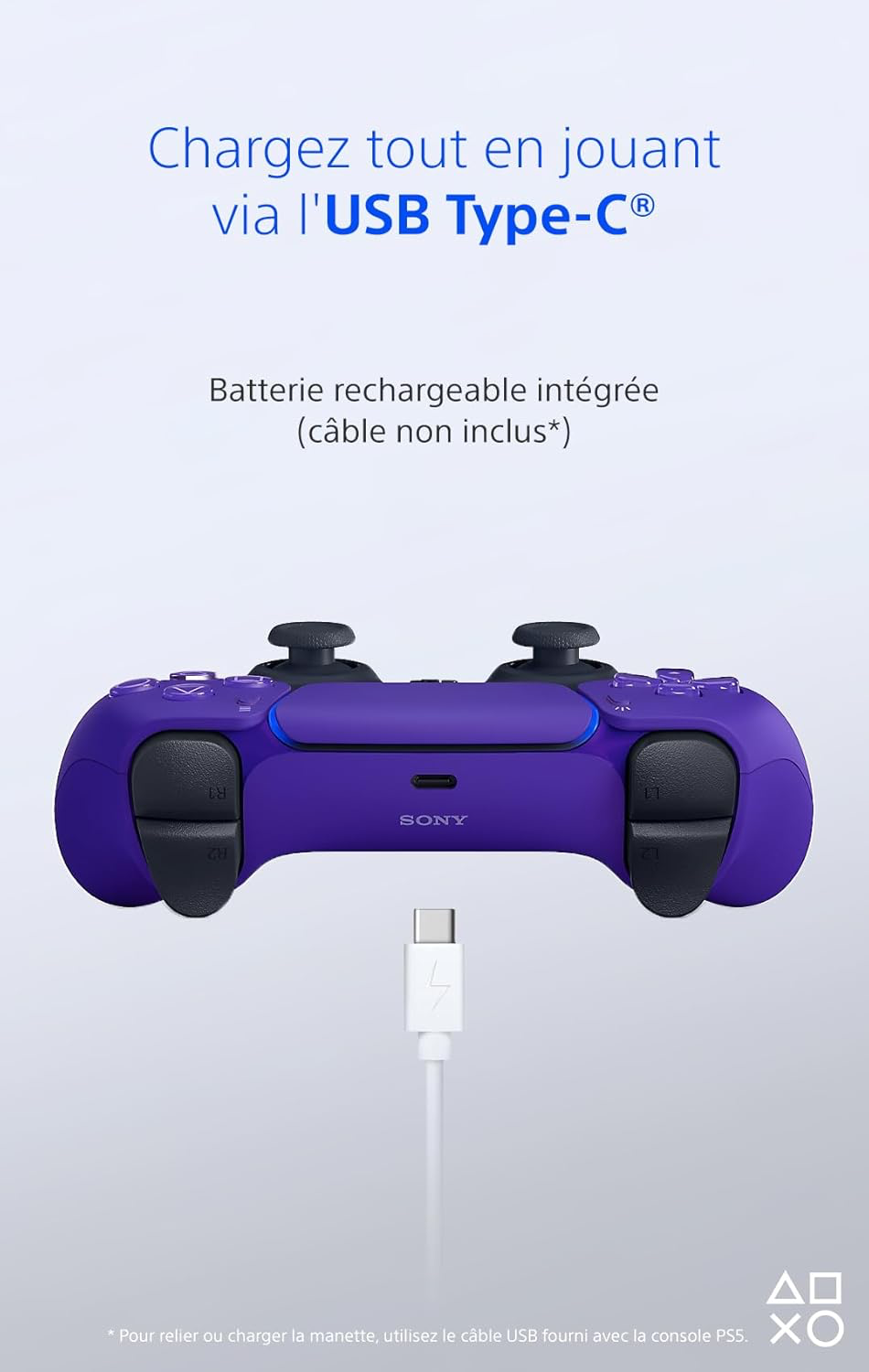 Sony, Manette PlayStation 5 officielle DualSense, Sans fil, Batterie rechargeable, Bluetooth, Compatible avec PS5 et PC