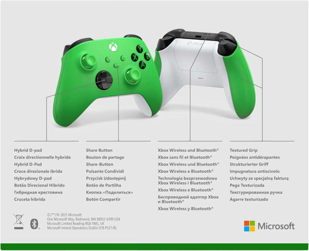 Xbox Manette sans Fil - Velocity Green One, Series X, Series S, Windows 10 & 11, Android et iOS