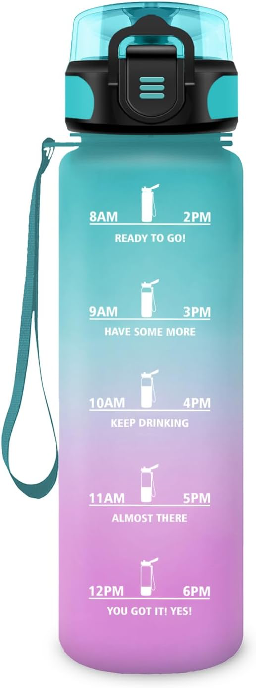 Bouteille d'eau Enfant 500ml, Gourde Marqueur de Temps, Étanche et Réutilisable, Gourde Motivation avec Filtre, Bouteille pour Enfant, Voyage, Yoga, Extérieur, Cyclisme, Bureau, Camping, Voyage