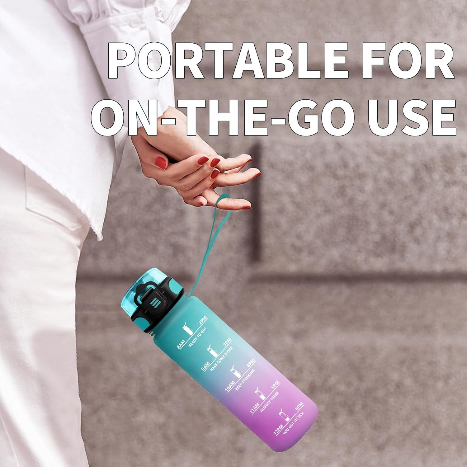 Bouteille d'eau Enfant 500ml, Gourde Marqueur de Temps, Étanche et Réutilisable, Gourde Motivation avec Filtre, Bouteille pour Enfant, Voyage, Yoga, Extérieur, Cyclisme, Bureau, Camping, Voyage