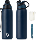Gourde Isotherme avec Couvercle Magnétique 1L - Bouteille Isotherme Étanche sans BPA, Gourde Inox Bouche Standard, Gourde Enfant pour Sport, Gym, Voyage