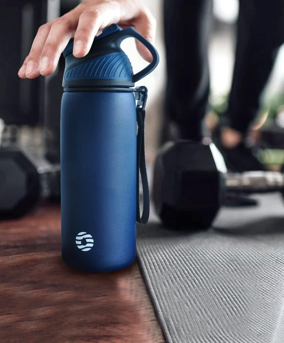 Gourde Isotherme avec Couvercle Magnétique 1L - Bouteille Isotherme Étanche sans BPA, Gourde Inox Bouche Standard, Gourde Enfant pour Sport, Gym, Voyage