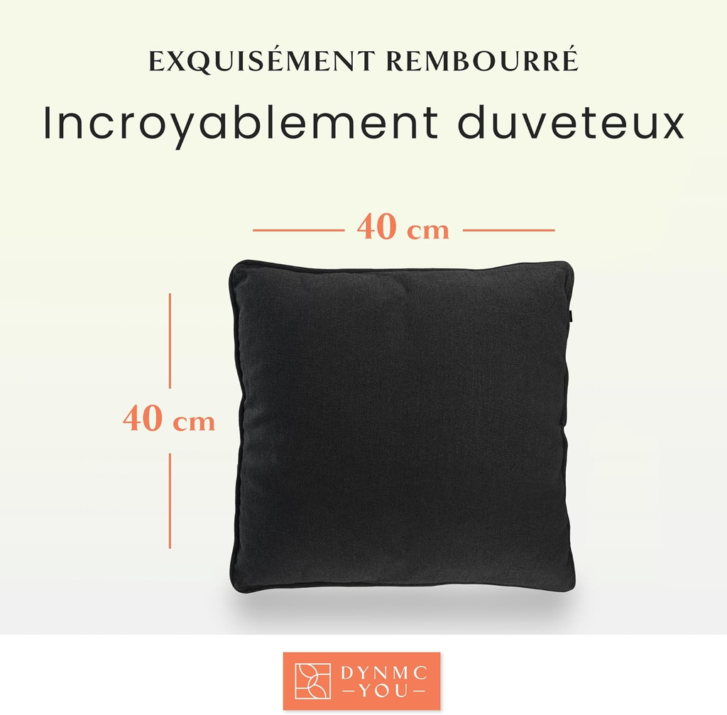 Coussin canapé 40x40 décoratif, Housse en Coton Oeko-TEX - Coussin décoratif avec Rembourrage moyennement Dur - Parfait comme Coussin Dos Confortable de qualité supérieure