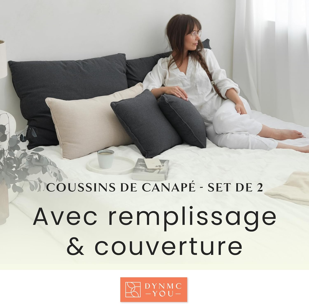 Coussin canapé 40x40 décoratif, Housse en Coton Oeko-TEX - Coussin décoratif avec Rembourrage moyennement Dur - Parfait comme Coussin Dos Confortable de qualité supérieure