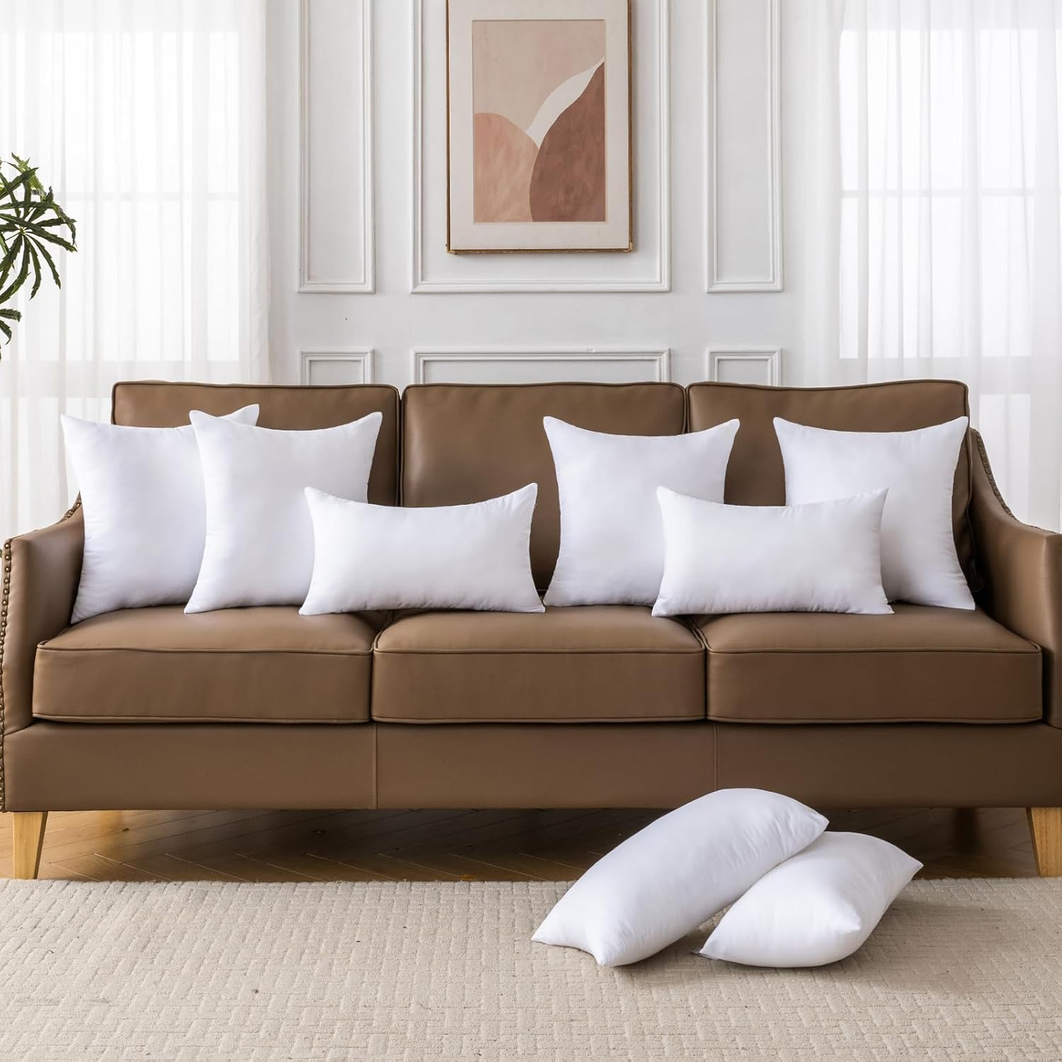 Coussins de Garnissage  Lot de 2 Petits Doux et Moelleux Blancs Coussins Carré décoratifs Rembourrage Coussins pour Canapés Salon