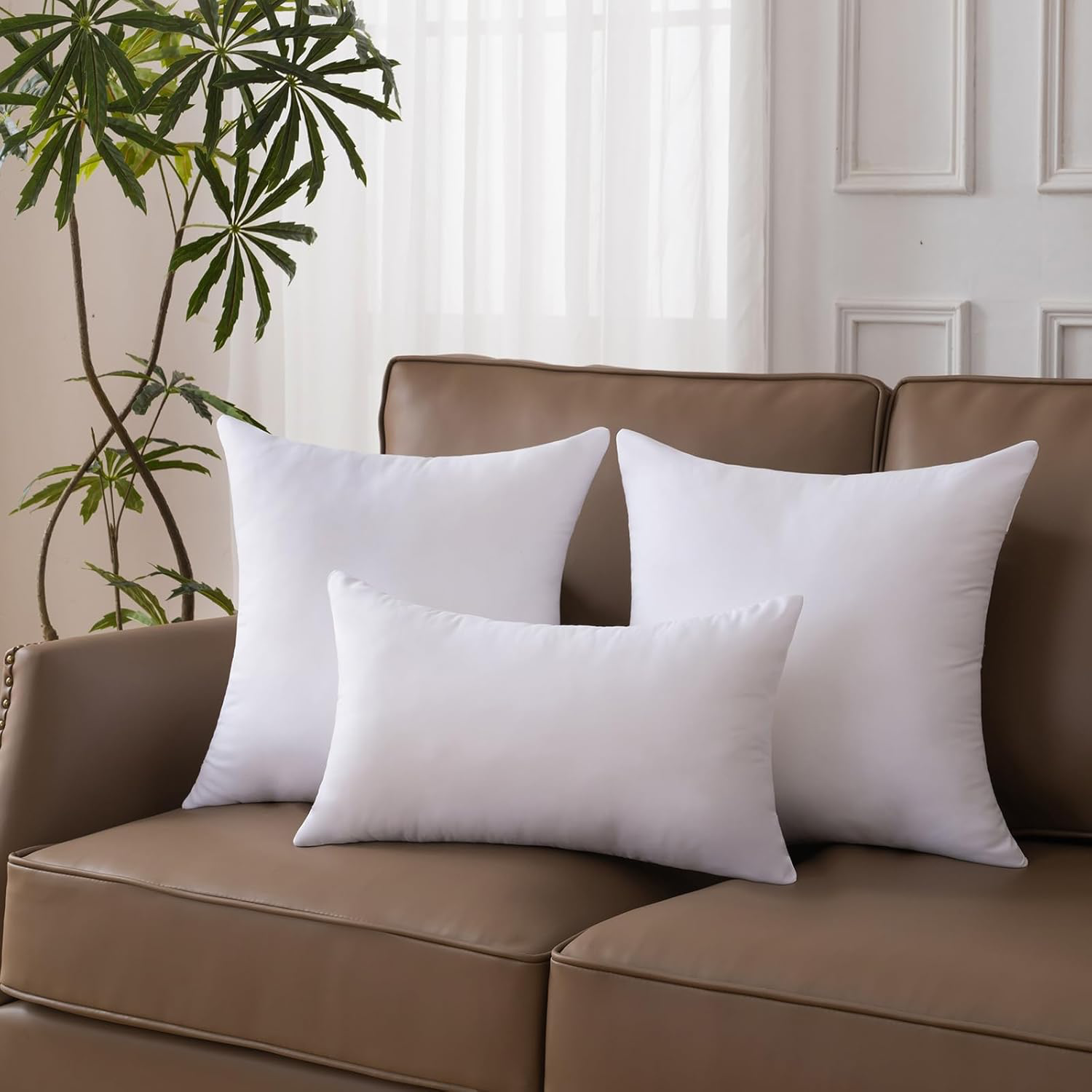 Coussins de Garnissage  Lot de 2 Petits Doux et Moelleux Blancs Coussins Carré décoratifs Rembourrage Coussins pour Canapés Salon