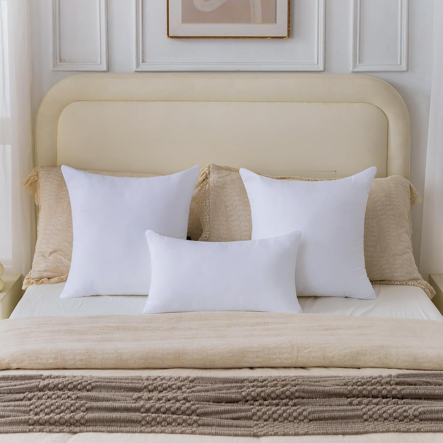 Coussins de Garnissage  Lot de 2 Petits Doux et Moelleux Blancs Coussins Carré décoratifs Rembourrage Coussins pour Canapés Salon