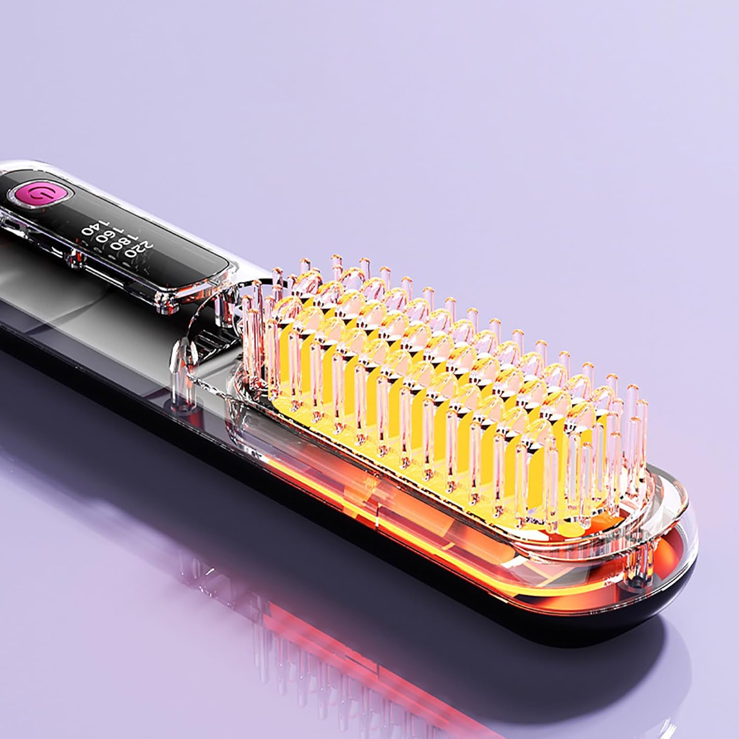 Brosse chauffante pour cheveux courts, brosse à lisser 3 niveaux de chauffage et écran LED et rechargeable via USB, légère et portable, pour coiffer les cheveux en voyage et à la maison