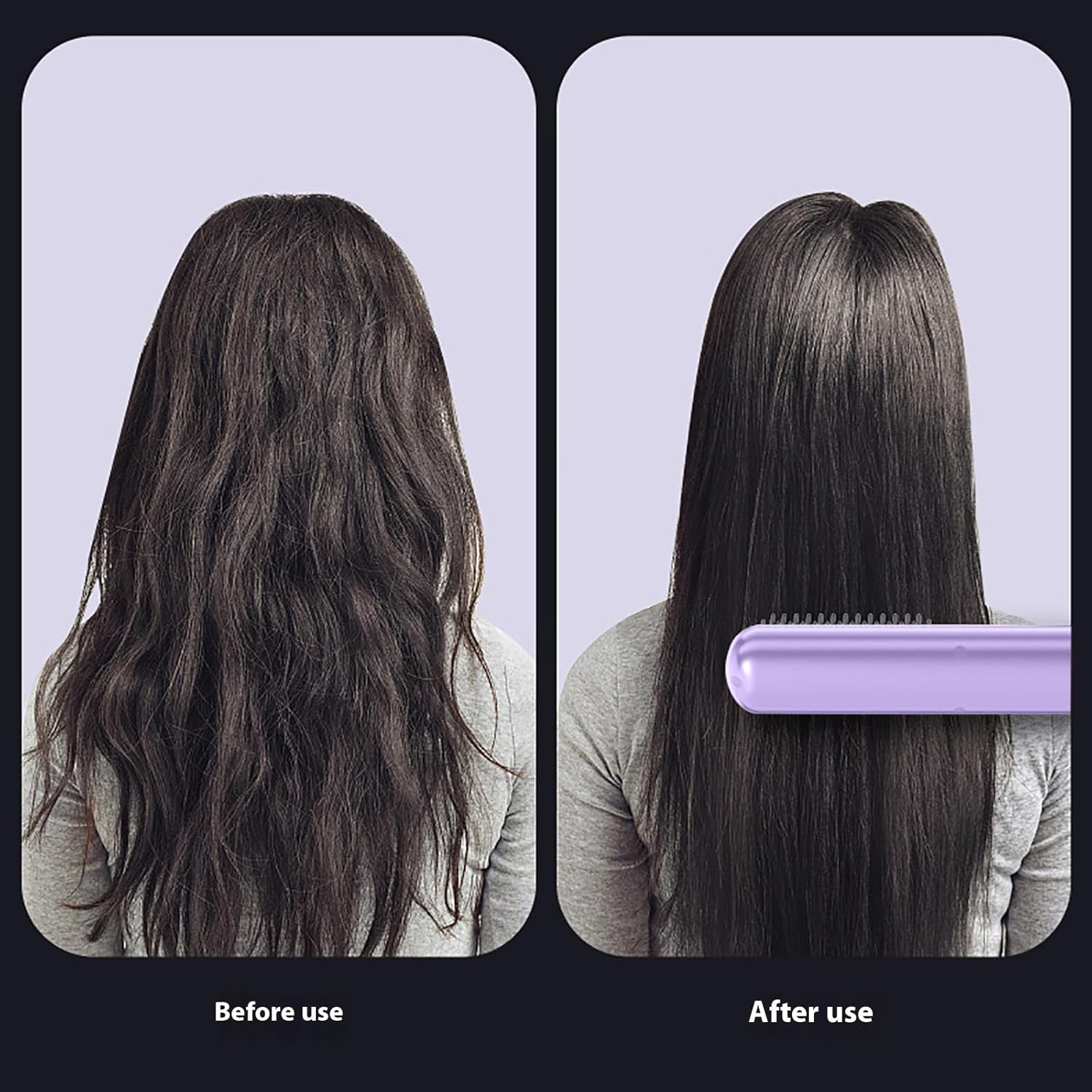 Brosse chauffante pour cheveux courts, brosse à lisser 3 niveaux de chauffage et écran LED et rechargeable via USB, légère et portable, pour coiffer les cheveux en voyage et à la maison