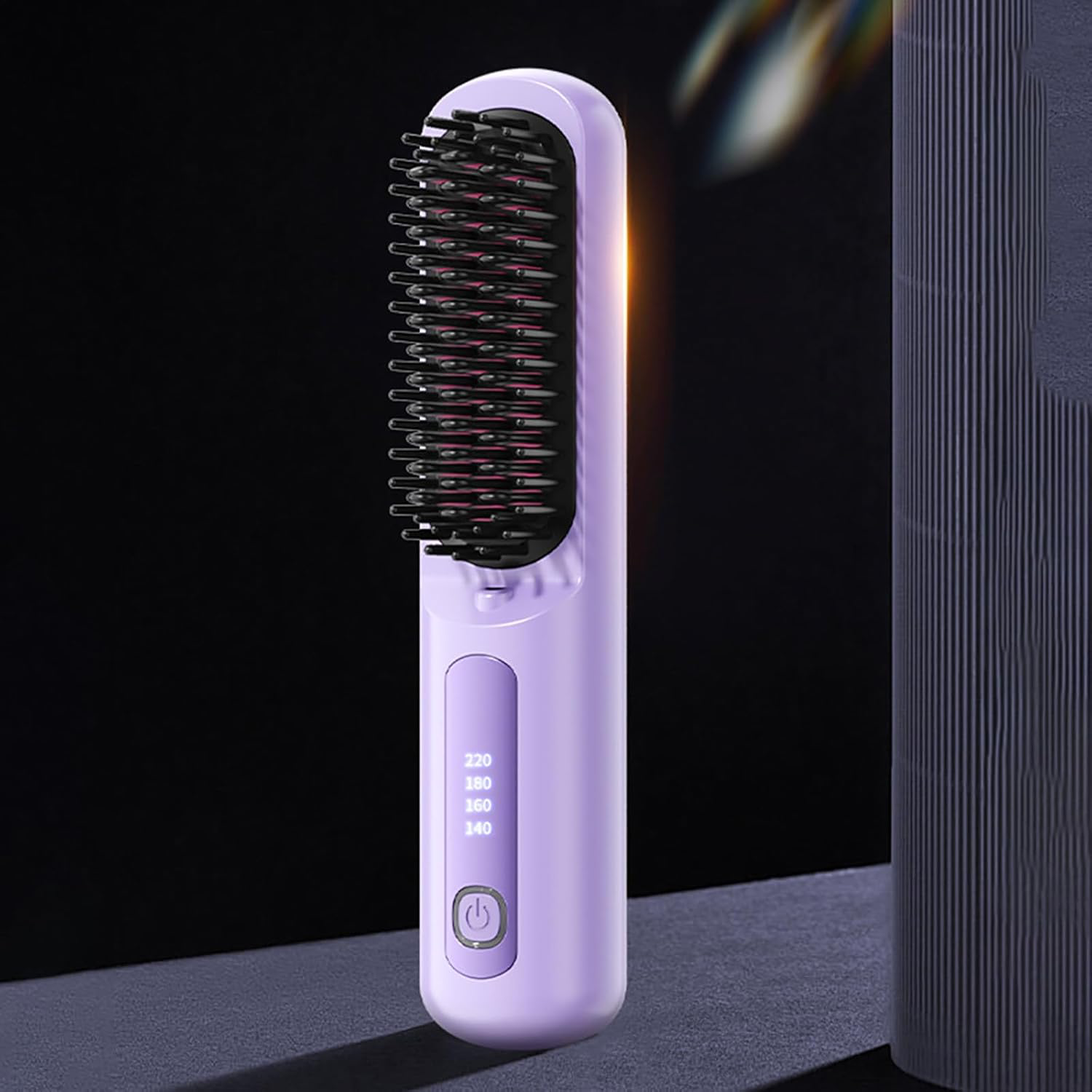 Brosse chauffante pour cheveux courts, brosse à lisser 3 niveaux de chauffage et écran LED et rechargeable via USB, légère et portable, pour coiffer les cheveux en voyage et à la maison