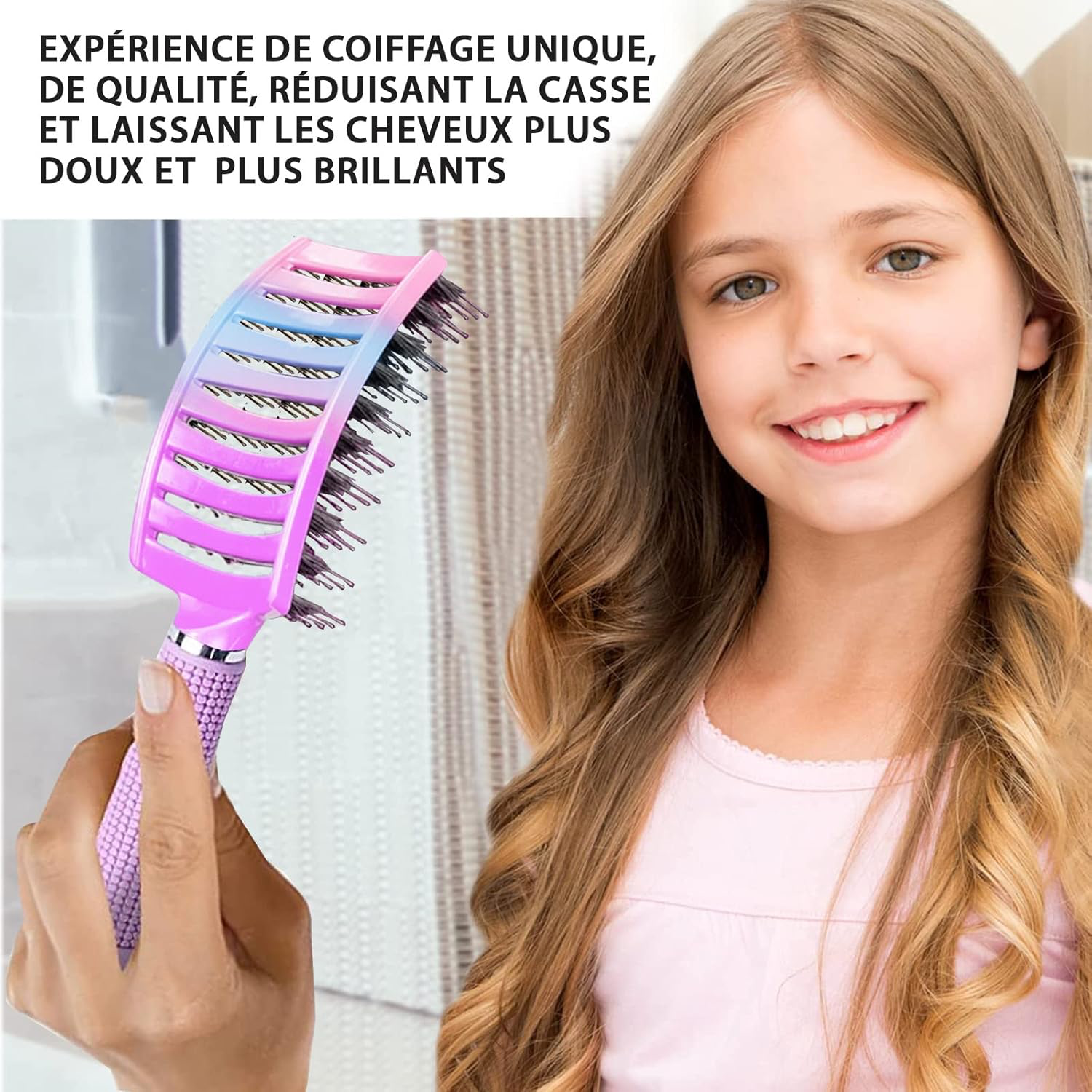 Brosse Poil de Sanglier- 2 Brosses à Cheveux en Poils de sanglier- Démélant Cheveux 100% Naturel