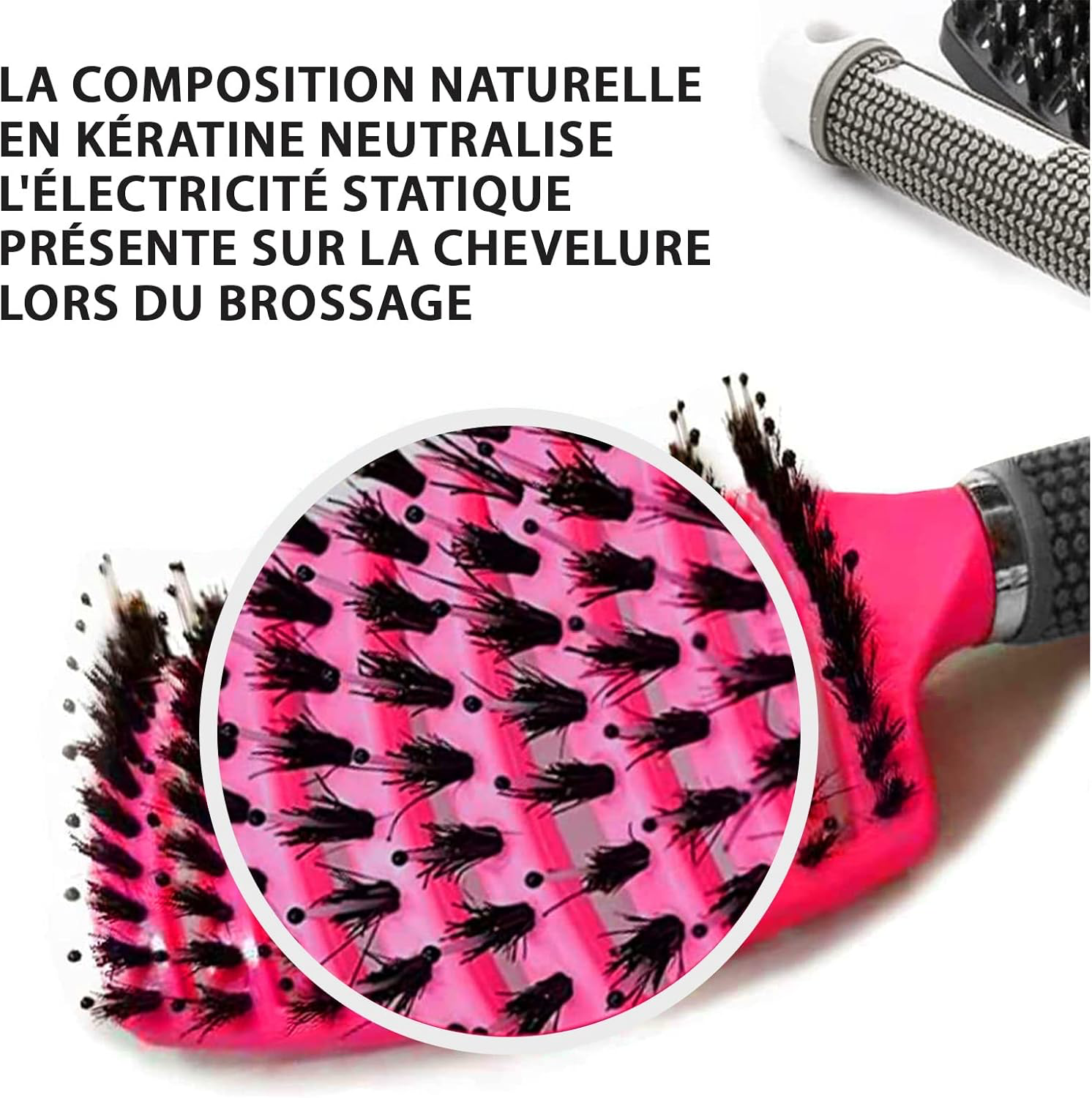 Brosse Poil de Sanglier- 2 Brosses à Cheveux en Poils de sanglier- Démélant Cheveux 100% Naturel