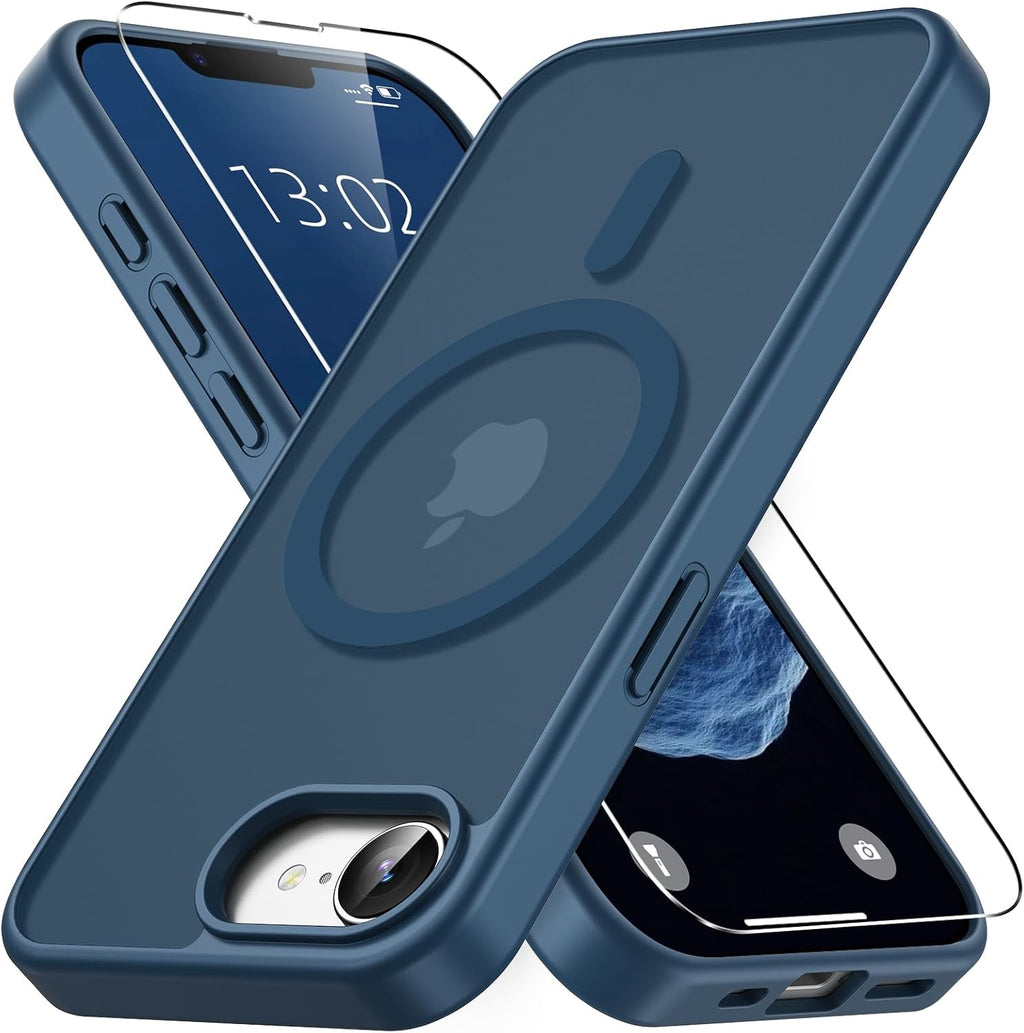 Coque magnétique pour iPhone 16e avec 1 Verre Trempé, Compatible avec MagSafe, Protection Contre Les Chutes de qualité Militaire, Coque Mat Translucide Fine Antichoc
