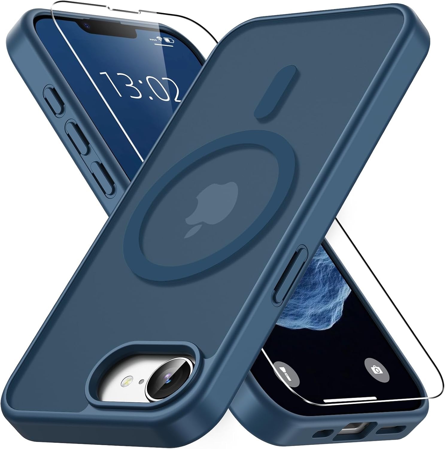 Coque magnétique pour iPhone 16e avec 1 Verre Trempé, Compatible avec MagSafe, Protection Contre Les Chutes de qualité Militaire, Coque Mat Translucide Fine Antichoc