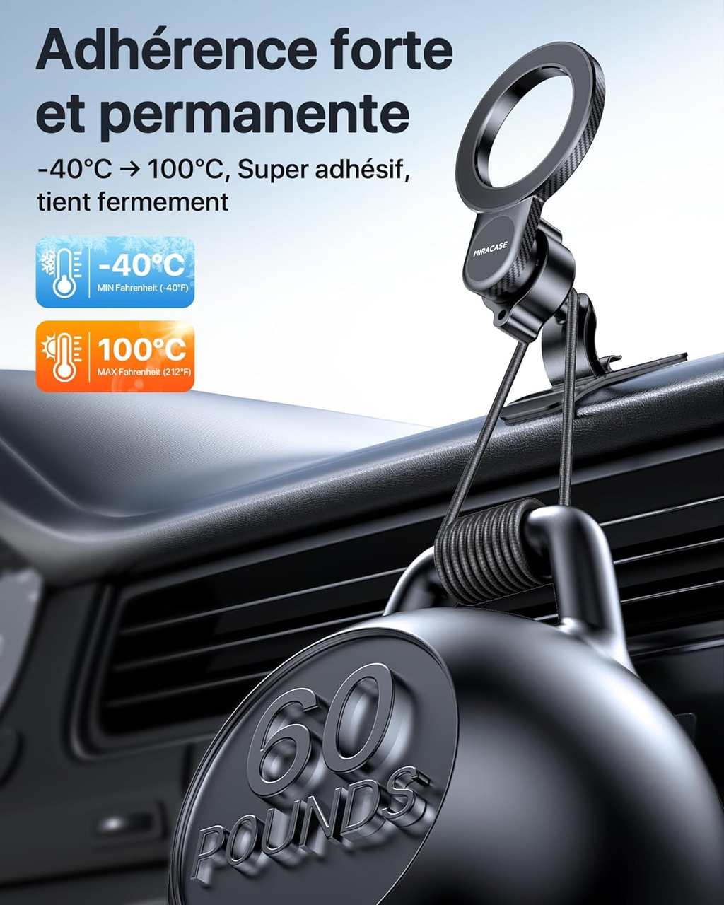 Support téléphone Magsafe pour IOS, Android 2 en 1 pour voiture
