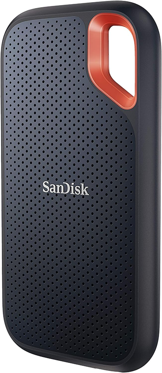 SanDisk Extreme Disque SSD Externe 500 Go (Portable NVMe SSD, jusqu'à 1050 Mo/s en lecture, 1000 Mo/s en écriture, USB-C, Résistance à la poussière et à l'eau classée IP65, Mousqueton pratique) Noir