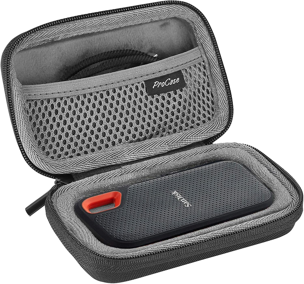 Étui pour SSD Extreme Portable SanDisk, SDSSDE60 2TB / 1TB / 500GB / 250GB, Housse de Protection en EVA Rigide Antichoc Résistant à l'eau