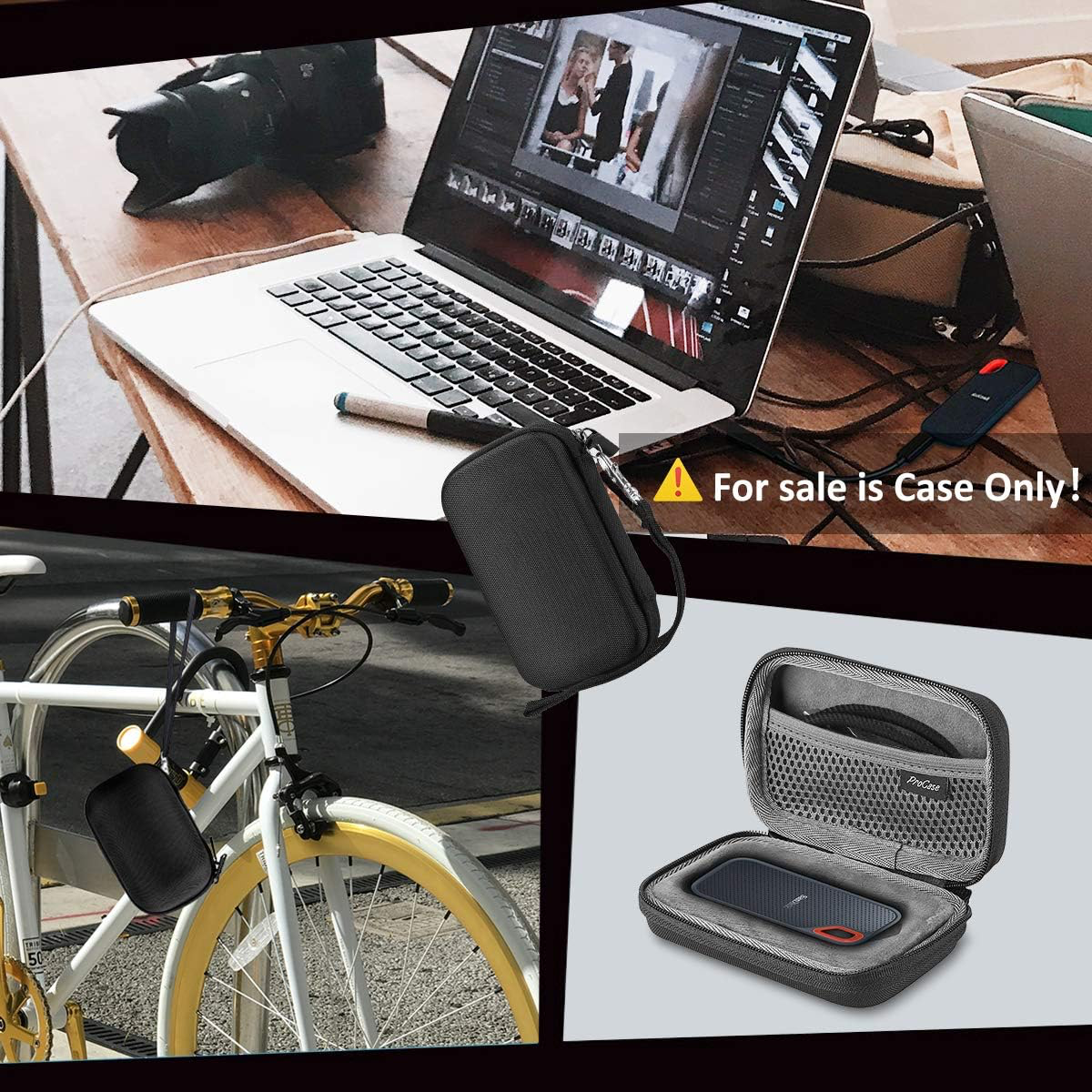 ProCase Étui pour SSD Extreme Portable SanDisk, SDSSDE60 2TB / 1TB / 500GB / 250GB, Housse de Protection en EVA Rigide Antichoc Résistant à l'eau