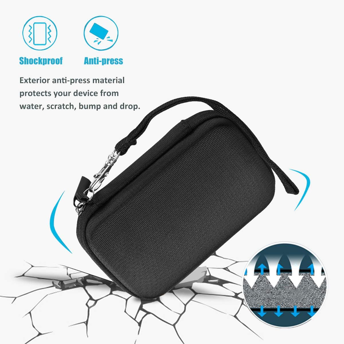 Étui pour SSD Extreme Portable SanDisk, SDSSDE60 2TB / 1TB / 500GB / 250GB, Housse de Protection en EVA Rigide Antichoc Résistant à l'eau