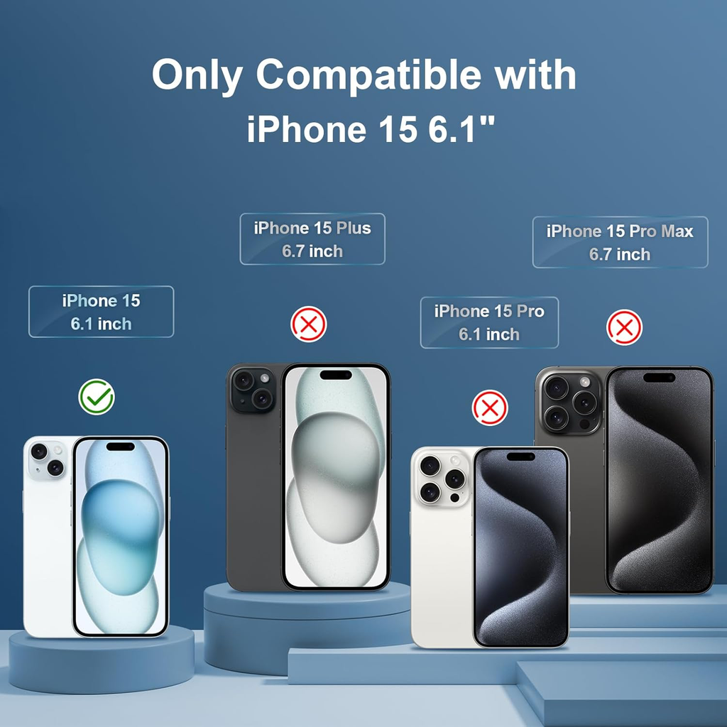 Verre Trempé pour iPhone 15 avec 3 Pièces Protection Écran et 2 Pièces Caméra Arrière Protecteur [Vitre Protecteur 9H Dureté] [Sans Bulles] [Anti-rayures]