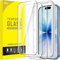 Protection D'écran pour iPhone 17 6,3 Pouces, Film en Verre Trempé avec Outil d'Installation Facile, Dureté 9H, Compatible avec les Coques, Lot de 3