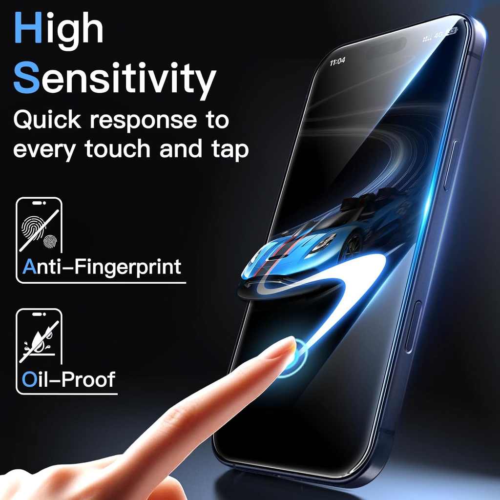 Protection D'écran pour iPhone 17 Pro 6,3 Pouces, Film en Verre Trempé avec Outil d'Installation Facile, Dureté 9H, Compatible avec les Coques, Lot de 3