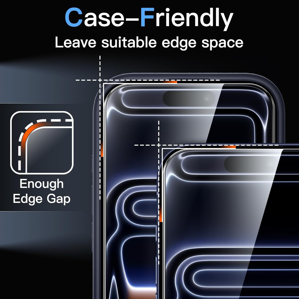 Protection D'écran pour iPhone 17 Pro 6,3 Pouces, Film en Verre Trempé avec Outil d'Installation Facile, Dureté 9H, Compatible avec les Coques, Lot de 3