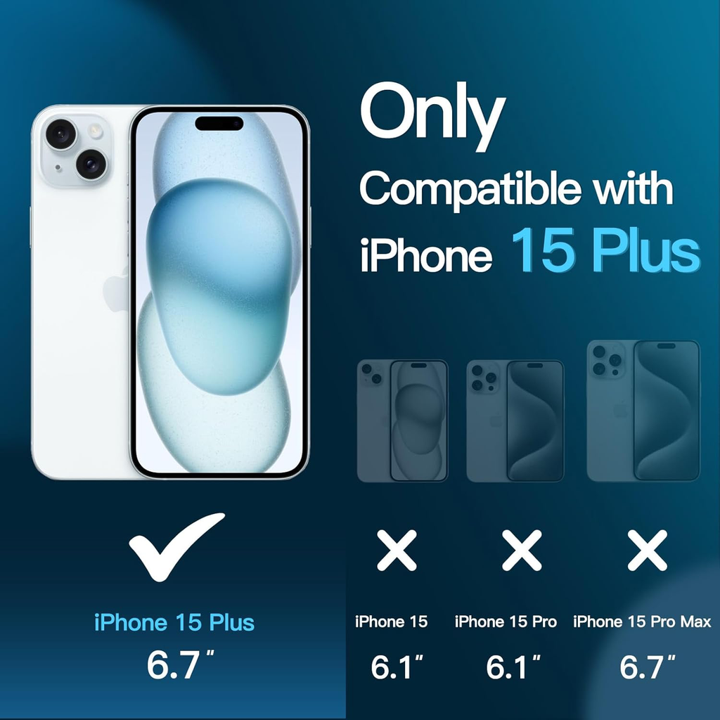 Protection D'écran pour iPhone 15 Plus 6,7 Pouces, Film en Verre Trempé avec Outil d'Installation Facile, Compatible Coque, Transparent HD, Lot de 3