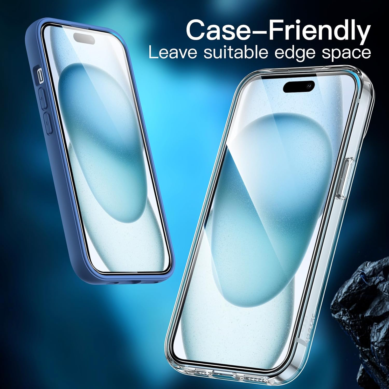 Protection D'écran pour iPhone 15 Plus 6,7 Pouces, Film en Verre Trempé avec Outil d'Installation Facile, Compatible Coque, Transparent HD, Lot de 3