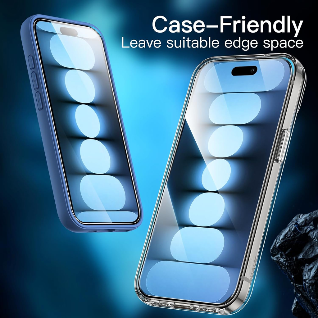 Protection D'écran pour iPhone 15 Pro 6,1 Pouces, Film en Verre Trempé avec Outil d'Installation Facile, Compatible Coque, Transparent HD, Lot de 3