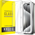 Protection D'écran pour iPhone 16 6,1 Pouces, Film en Verre Trempé avec Outil d'Installation Facile, Compatible Coque, Transparent HD, Lot de 3