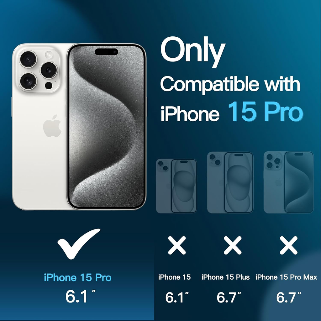 Protection D'écran pour iPhone 15 Pro 6,1 Pouces, Film en Verre Trempé avec Outil d'Installation Facile, Compatible Coque, Transparent HD, Lot de 3