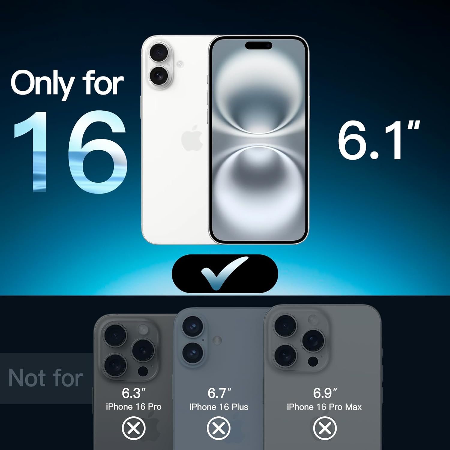 Protection D'écran pour iPhone 16 6,1 Pouces, Film en Verre Trempé avec Outil d'Installation Facile, Compatible Coque, Transparent HD, Lot de 3