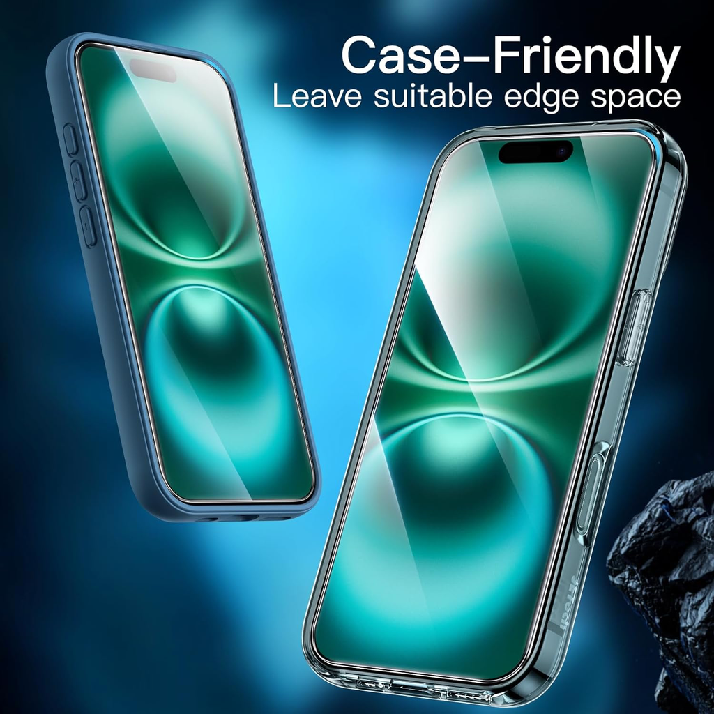 Protection D'écran pour iPhone 16 Pro 6,3 Pouces, Film en Verre Trempé avec Outil d'Installation Facile, Compatible Coque, Transparent HD, Lot de 3