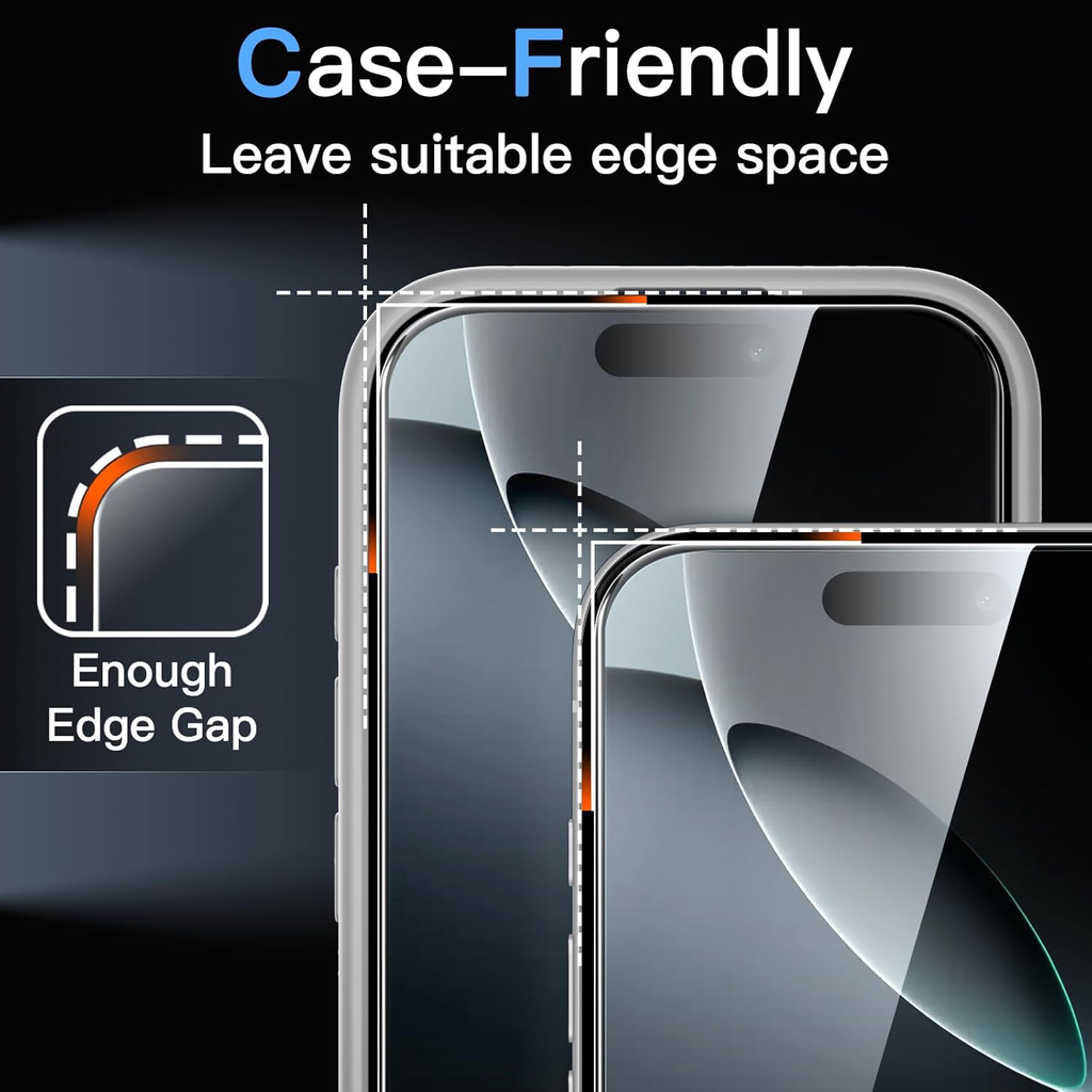 Protection D'écran pour iPhone 16 Pro 6,3 Pouces, Film en Verre Trempé avec Outil d'Installation Facile, Compatible Coque, Transparent HD, Lot de 3