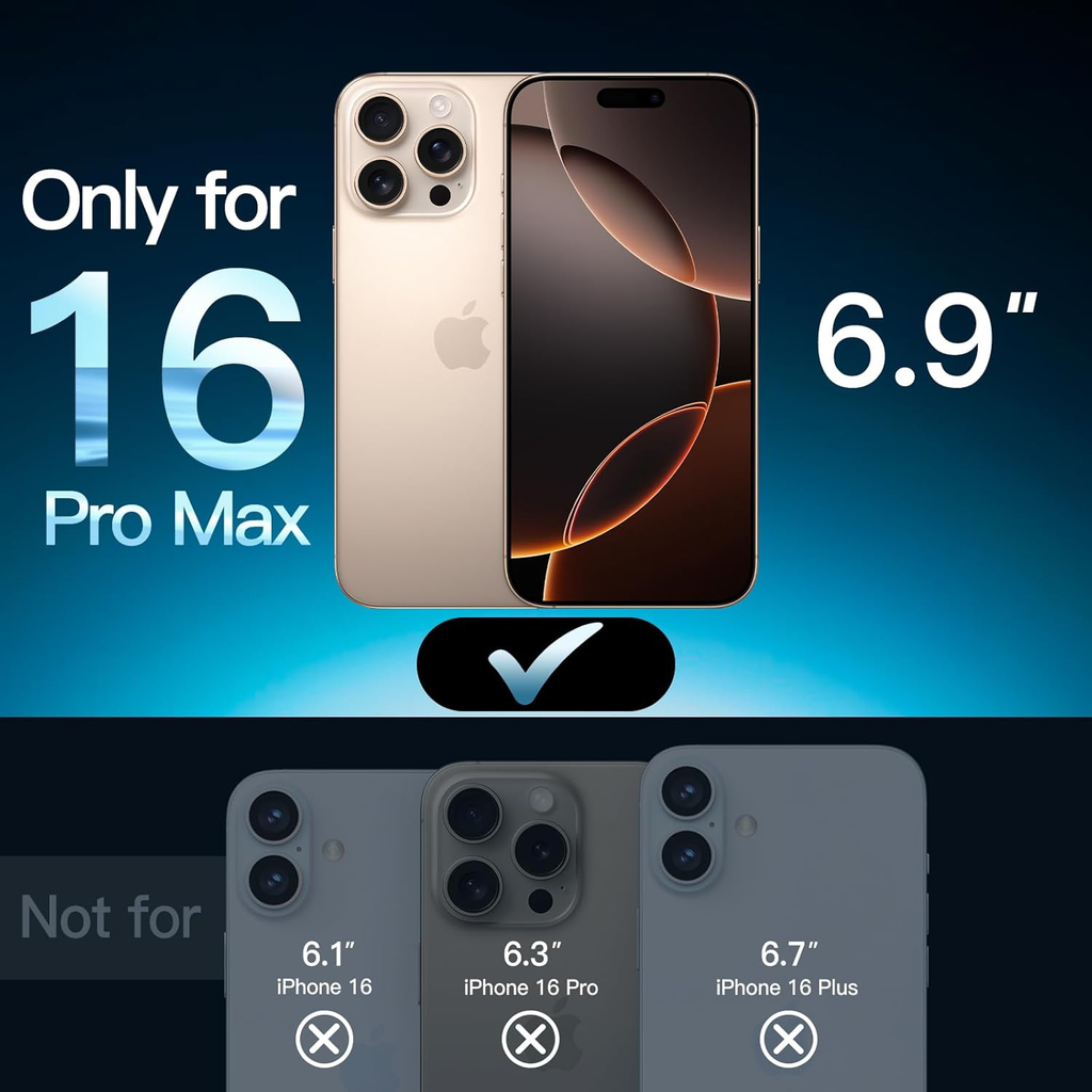 Protection D'écran pour iPhone 16 Pro Max 6,9 Pouces, Film en Verre Trempé avec Outil d'Installation Facile, Compatible Coque, Transparent HD, Lot de 3