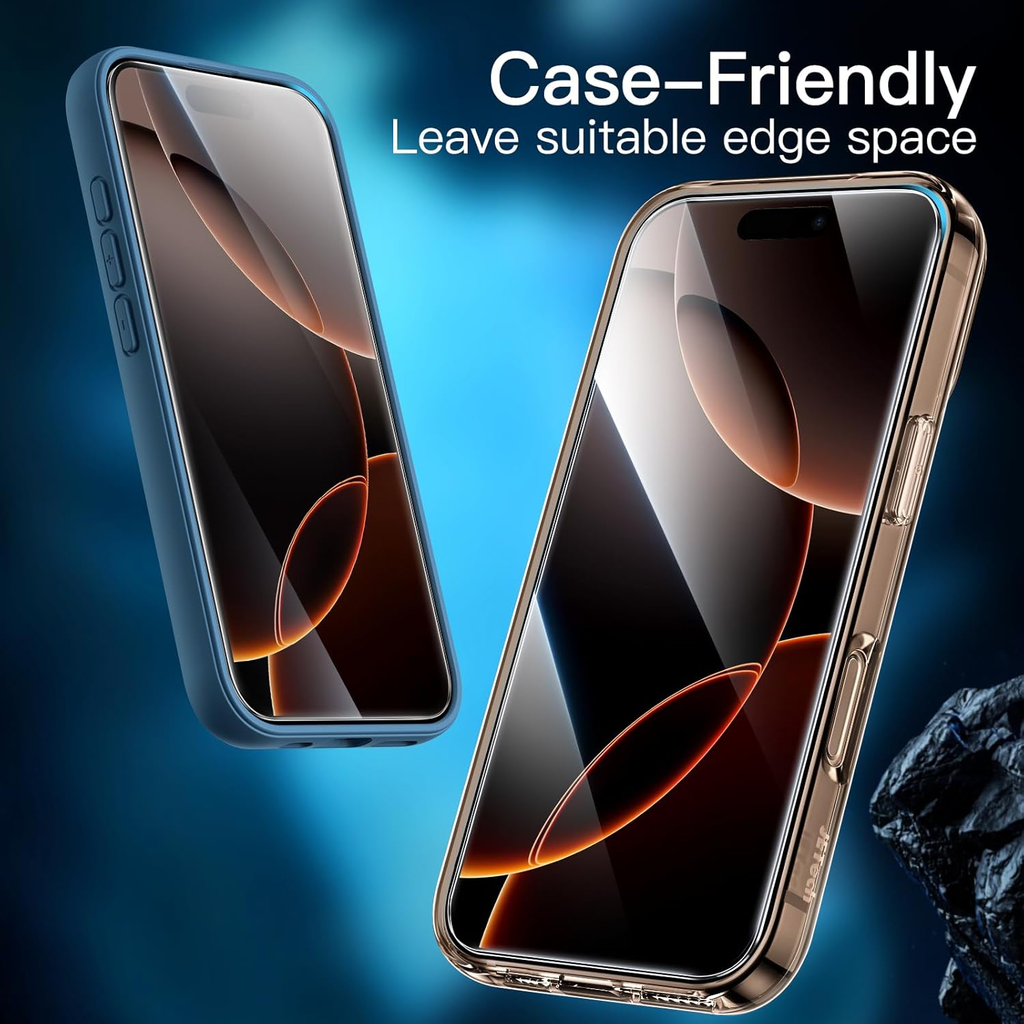 Protection D'écran pour iPhone 16 Pro Max 6,9 Pouces, Film en Verre Trempé avec Outil d'Installation Facile, Compatible Coque, Transparent HD, Lot de 3