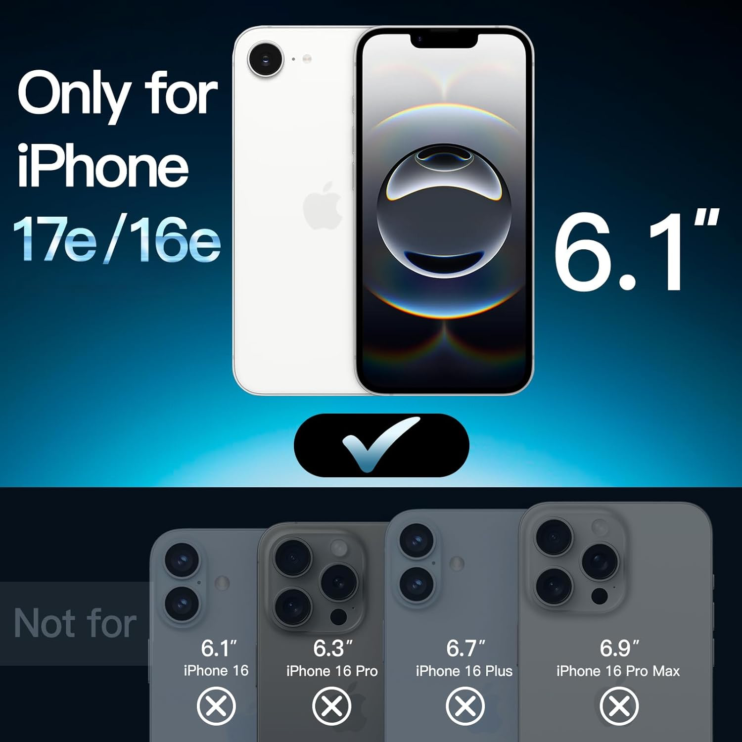 Protection D'écran à Couverture Complète pour iPhone 17e (2026) / iPhone 16e, Film en Verre Trempé 9H, Compatible Coque, HD Transparente, Écran de 6,1 Pouces, Lot de 3