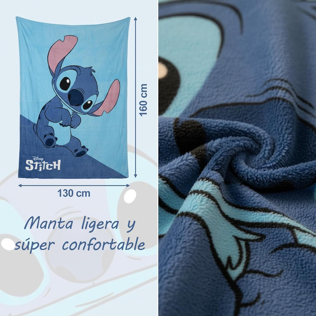 Couverture Stitch pour Enfants 160 x 130 cm - Couverture Douce et légère pour garçons et Filles, Chaude, agréable et très Confortable au Toucher, idéale pour Le lit ou Le canapé