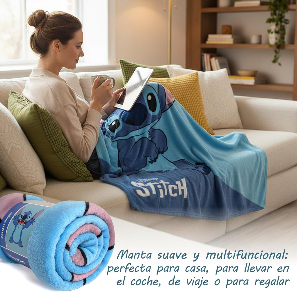 Couverture Stitch pour Enfants 160 x 130 cm - Couverture Douce et légère pour garçons et Filles, Chaude, agréable et très Confortable au Toucher, idéale pour Le lit ou Le canapé