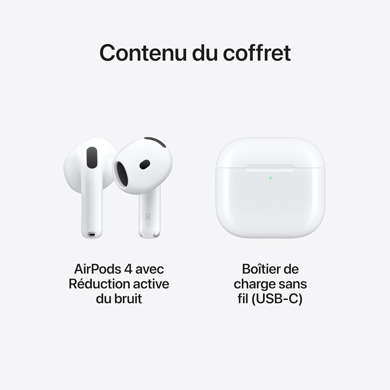 Apple AirPods 4 Écouteurs sans Fil, écouteurs Bluetooth, avec Réduction Active du Bruit, Audio adaptatif