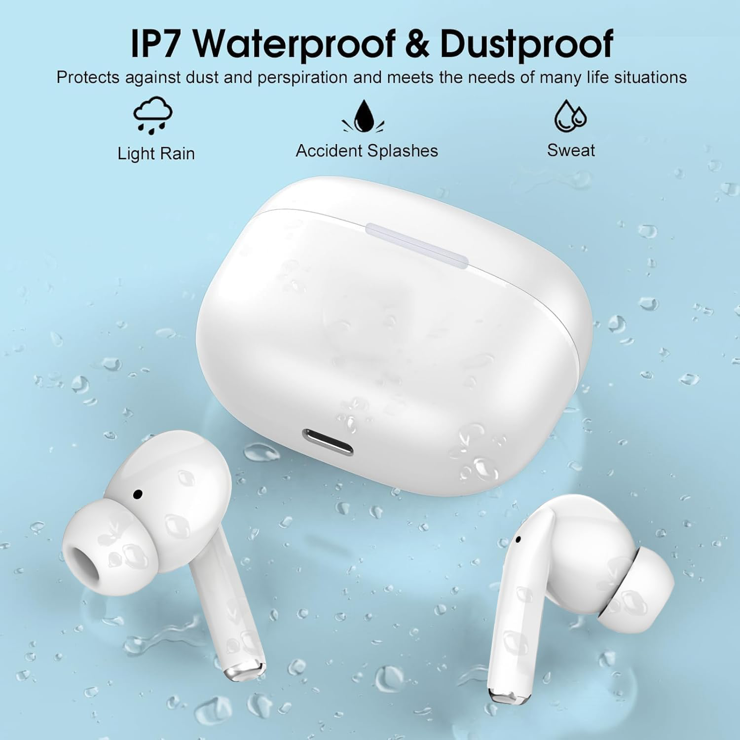 Ecouteurs Bluetooth sans Fil, Oreillette Bluetooth 5.3 Ecouteurs avec 4 ENC Réduction Mic