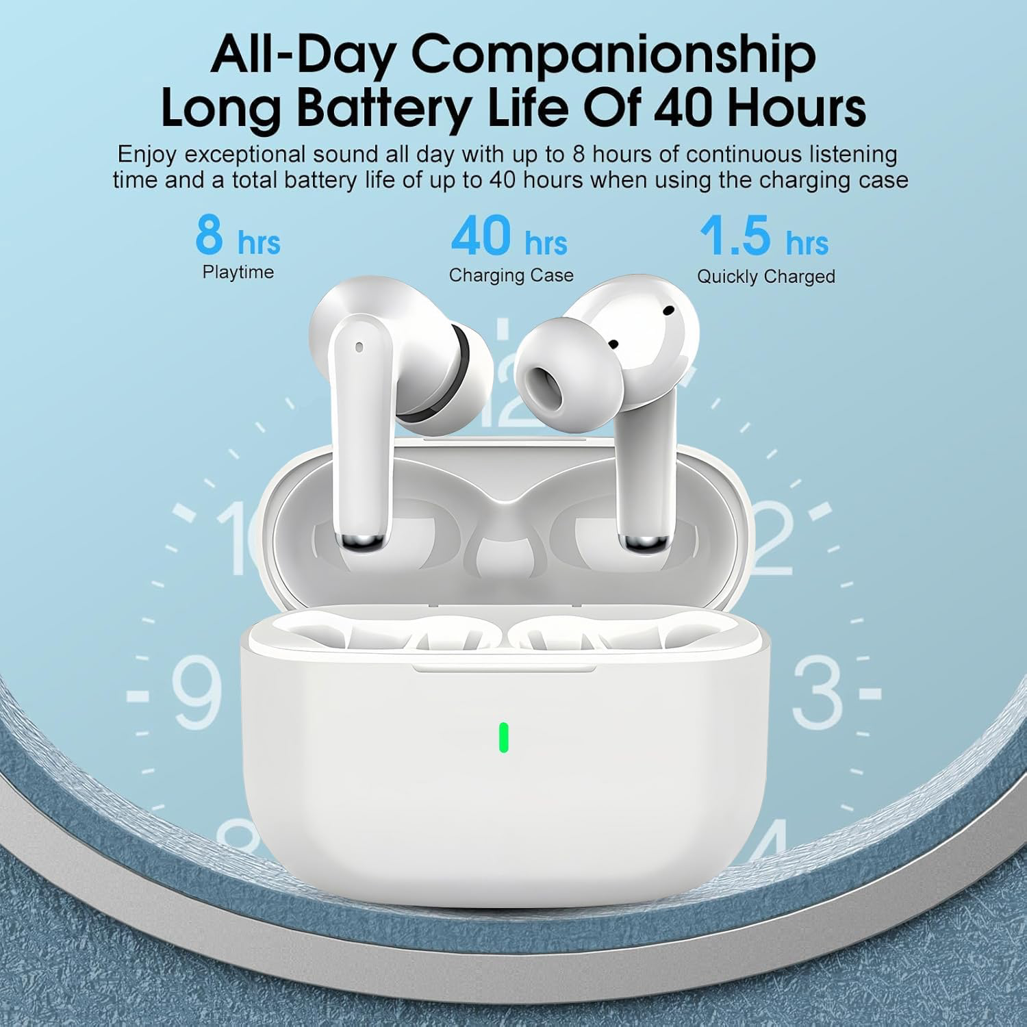 Ecouteurs Bluetooth sans Fil, Oreillette Bluetooth 5.3 Ecouteurs avec 4 ENC Réduction Mic