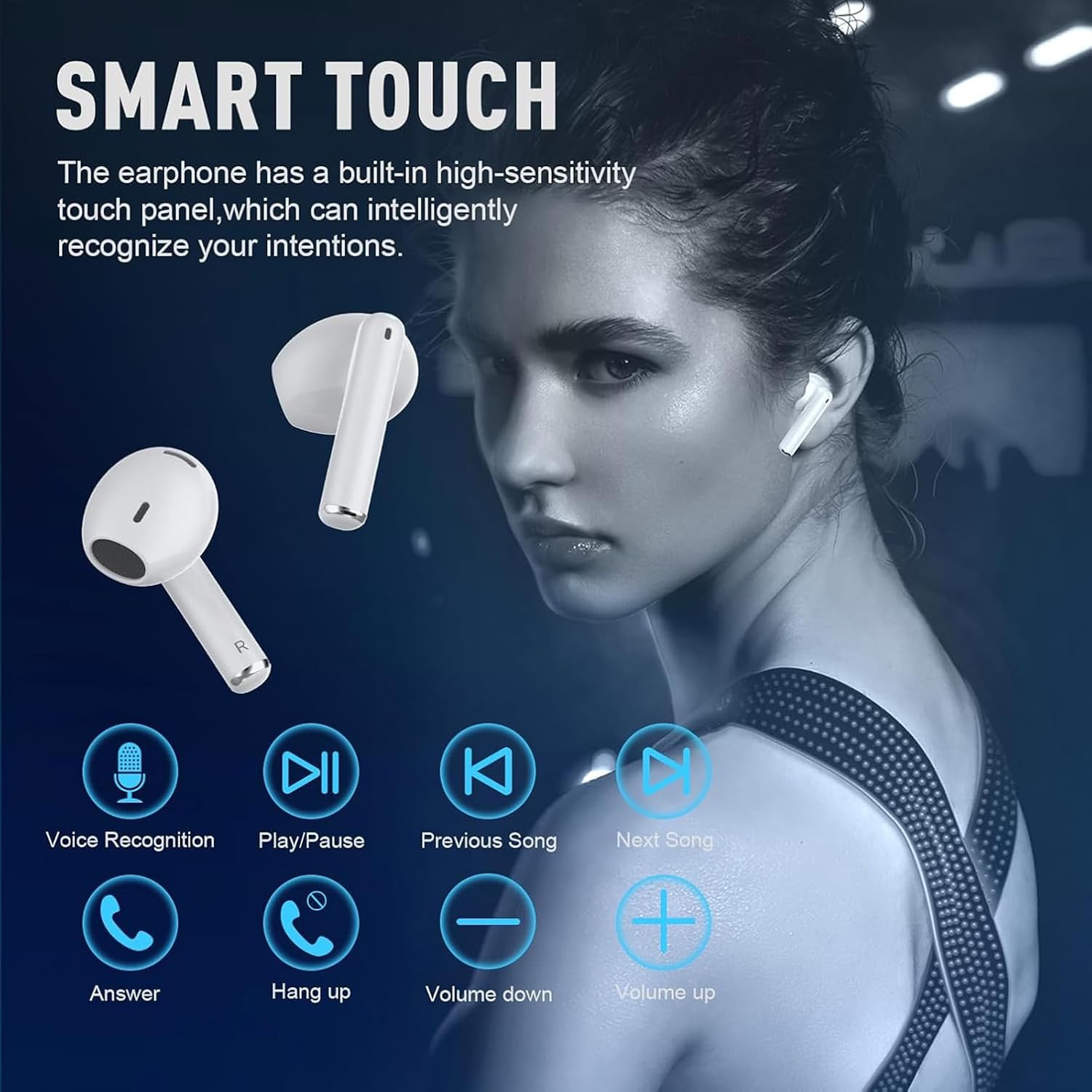 Écouteurs Bluetooth sans Fil, Bluetooth 5.3 Intra-Auriculaires Casque avec 4 ENC Réduction Antibruit Mic