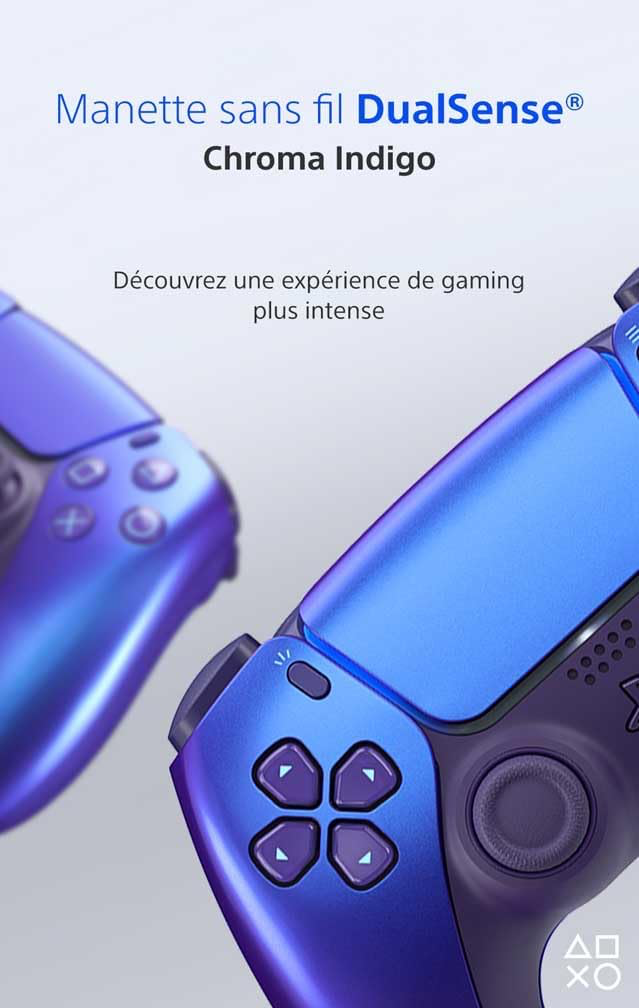 Playstation Sony, Manette 5 Officielle DualSense, Sans Fil, avec Retour Haptique & Gâchettes Adaptatives, Micro Intégré, Batterie Rechargeable, Couleur : Chroma Indigo