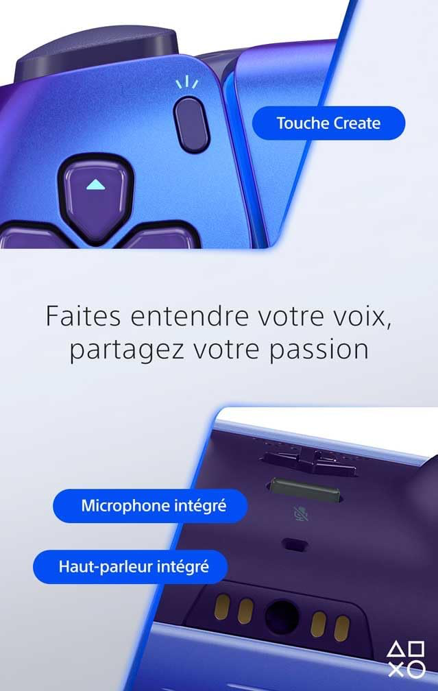 Playstation Sony, Manette 5 Officielle DualSense, Sans Fil, avec Retour Haptique & Gâchettes Adaptatives, Micro Intégré, Batterie Rechargeable, Couleur : Chroma Indigo